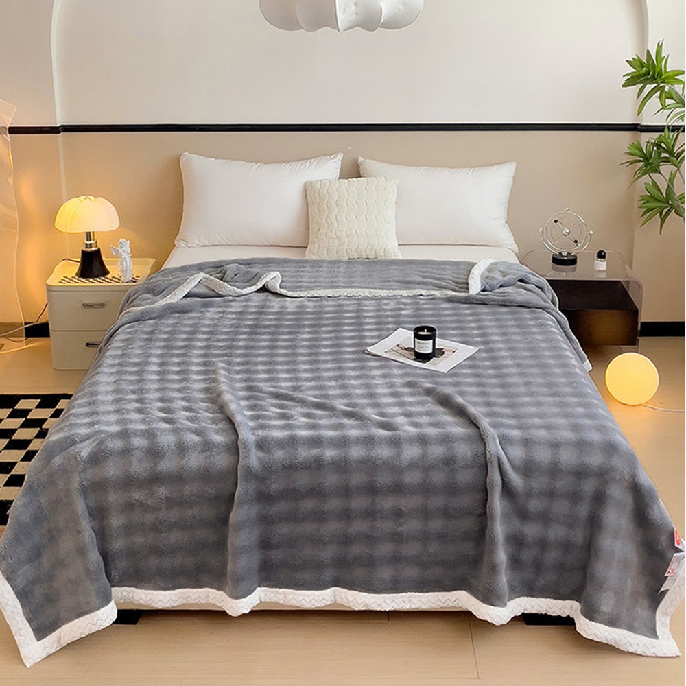 【QIDINA】仿兔毛超柔軟親膚保暖啵啵絨毯 棉被-B / 冬被 厚棉被 被子 蓋毯 毛毯 沙發毯 簡約懶人毯 披肩-規格圖6