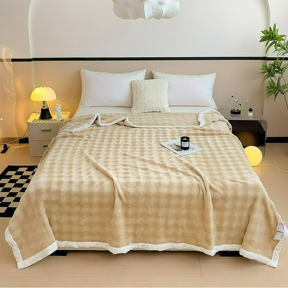 【QIDINA】仿兔毛超柔軟親膚保暖啵啵絨毯 棉被-B / 冬被 厚棉被 被子 蓋毯 毛毯 沙發毯 簡約懶人毯 披肩-規格圖6