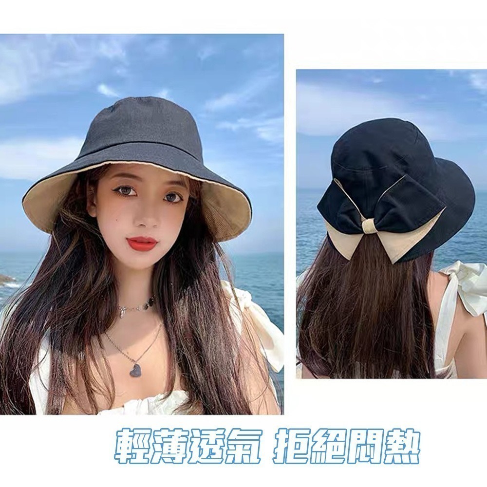 【QIDINA】時尚蝴蝶結小臉遮陽漁夫帽-J / 遮陽帽 防曬帽 帽子女 漁夫帽女 棒球帽 鴨舌帽 大頭圍帽子 小臉帽-細節圖6