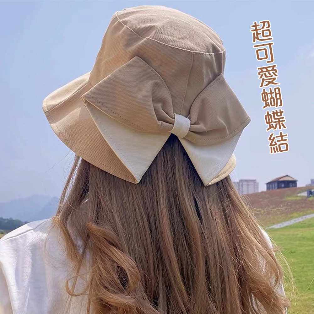 【QIDINA】時尚蝴蝶結小臉遮陽漁夫帽-J / 遮陽帽 防曬帽 帽子女 漁夫帽女 棒球帽 鴨舌帽 大頭圍帽子 小臉帽-細節圖5