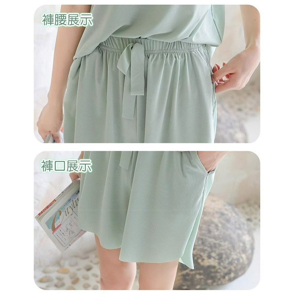 【QIDINA】熱銷款冰絲涼感寬鬆舒適休閒套裝-1CF / 居家服 運動套裝 涼感 胸墊睡衣 冰絲睡衣 冰絲 運動衣-細節圖4