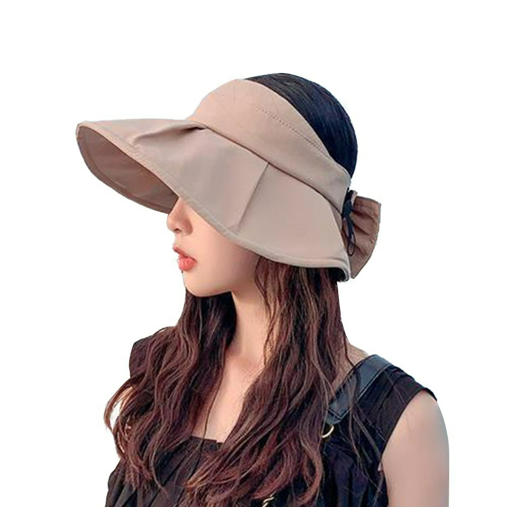 【QIDINA】韓版大帽簷蝴蝶結空頂遮陽帽-Y / 防曬帽 漁夫帽女 棒球帽 鴨舌帽 大頭圍帽子 小臉帽 空頂帽-規格圖9