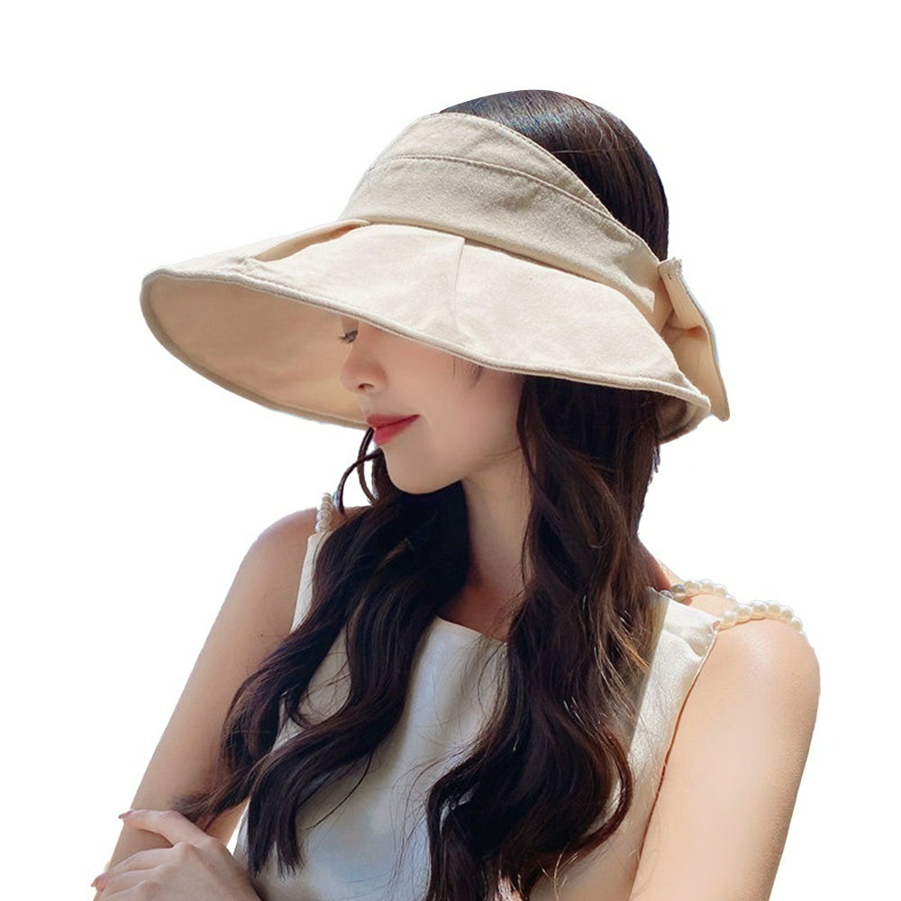 【QIDINA】韓版大帽簷蝴蝶結空頂遮陽帽-Y / 防曬帽 漁夫帽女 棒球帽 鴨舌帽 大頭圍帽子 小臉帽 空頂帽-規格圖9