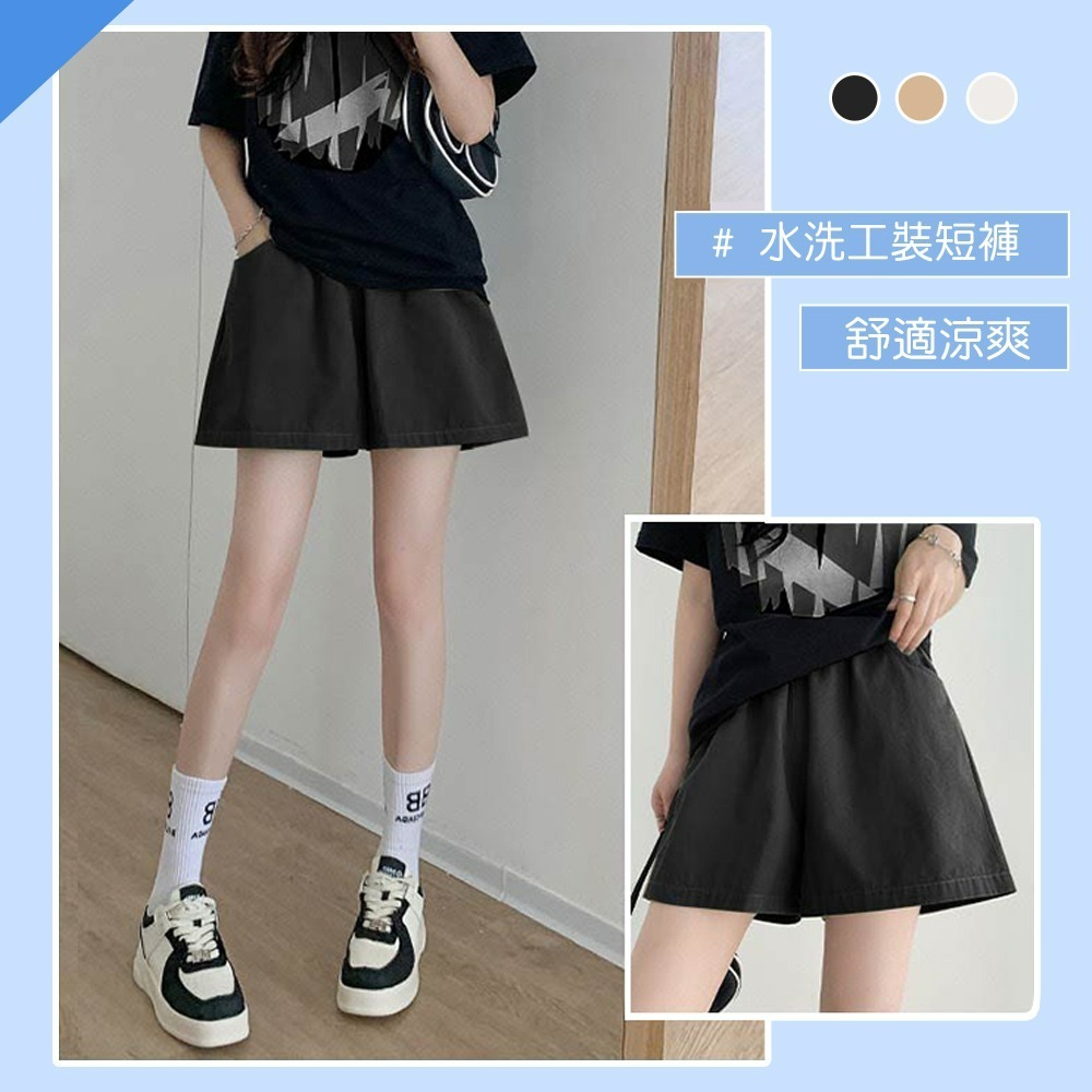 【QIDINA】超百搭時尚休閒舒適寬鬆工裝褲短褲-E / 休閒褲 工作褲 工裝褲子 五分褲 短褲女 涼感褲 睡褲-細節圖6