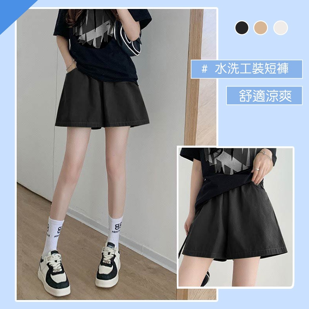 【QIDINA】超百搭時尚休閒舒適寬鬆工裝褲短褲-E / 休閒褲 工作褲 工裝褲子 五分褲 短褲女 涼感褲 睡褲-細節圖6