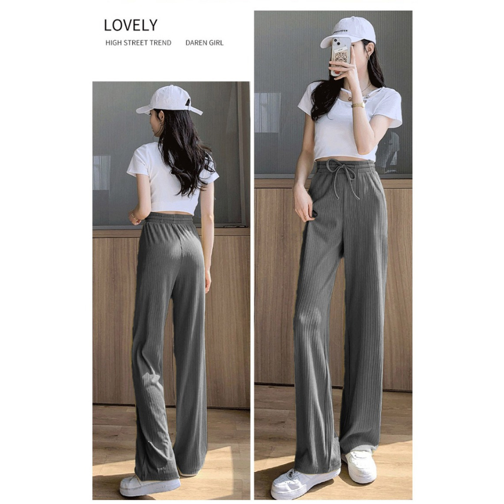 【QIDINA】時尚百搭親膚涼爽顯瘦垂順闊腿褲-H / 直筒褲 寬褲裙 休閒褲 瑜珈褲 冰絲長褲 睡褲 運動褲-細節圖10