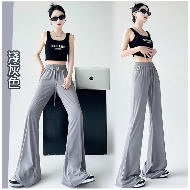 【QIDINA】時尚冰絲涼爽防曬速乾彈力喇叭褲-Y / 直筒褲 寬褲裙 闊腿褲 休閒褲 瑜珈褲 涼感褲子女 睡褲-細節圖10