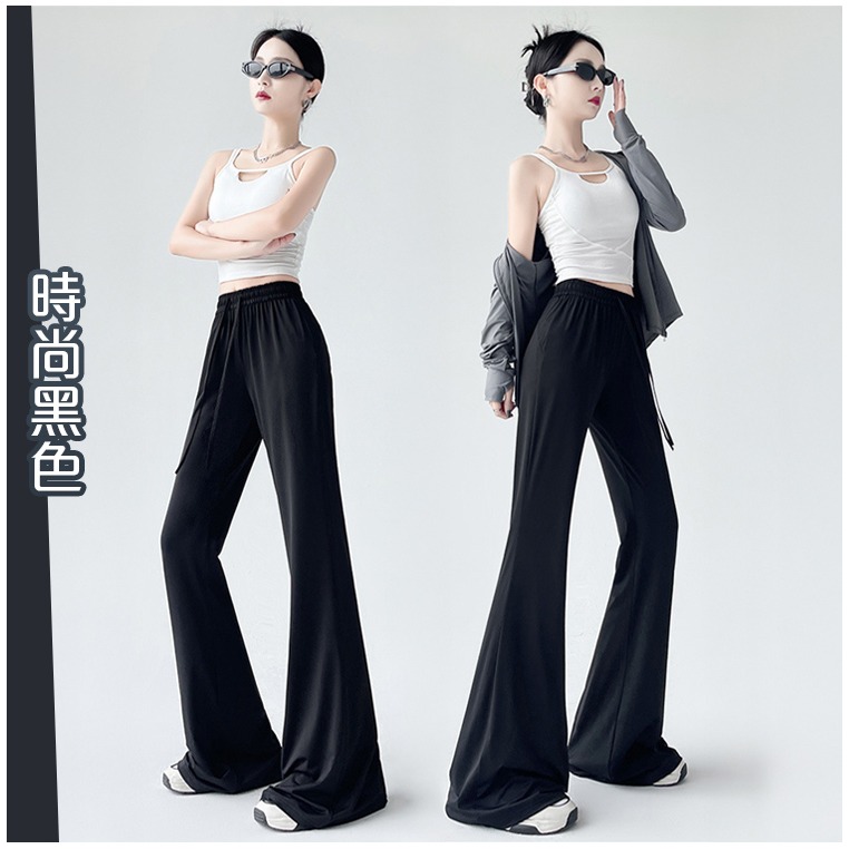 【QIDINA】時尚冰絲涼爽防曬速乾彈力喇叭褲-Y / 直筒褲 寬褲裙 闊腿褲 休閒褲 瑜珈褲 涼感褲子女 睡褲-細節圖9