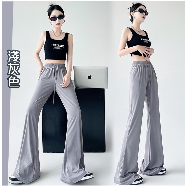 【QIDINA】時尚冰絲涼爽防曬速乾彈力喇叭褲-Y / 直筒褲 寬褲裙 闊腿褲 休閒褲 瑜珈褲 涼感褲子女 睡褲-細節圖10