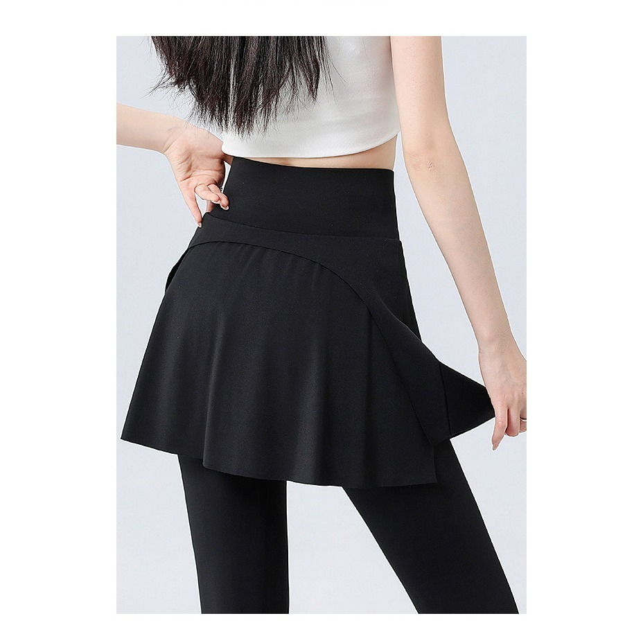 【QIDINA】顯瘦假兩件彈力運動鯊魚褲瑜珈褲裙-B / 運動褲 直筒褲 內搭褲裙長褲 休閒褲 寬褲 緊身褲 睡褲-細節圖9