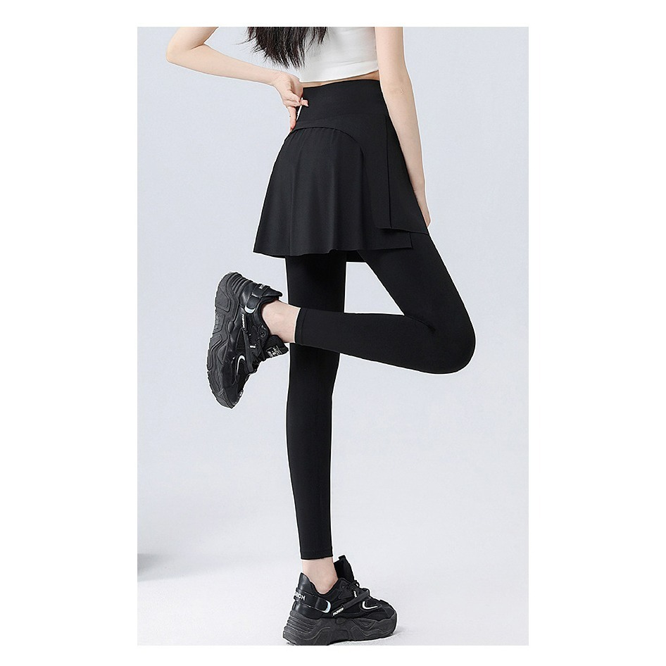 【QIDINA】顯瘦假兩件彈力運動鯊魚褲瑜珈褲裙-B / 運動褲 直筒褲 內搭褲裙長褲 休閒褲 寬褲 緊身褲 睡褲-細節圖10