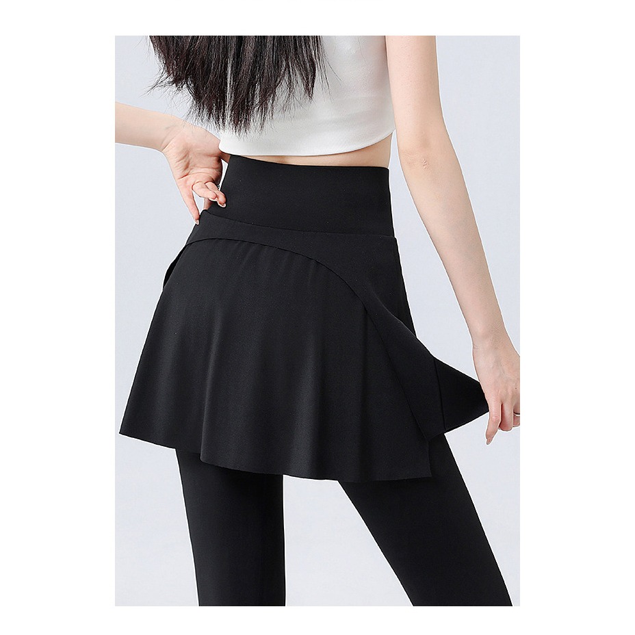 【QIDINA】顯瘦假兩件彈力運動鯊魚褲瑜珈褲裙-B / 運動褲 直筒褲 內搭褲裙長褲 休閒褲 寬褲 緊身褲 睡褲-細節圖9