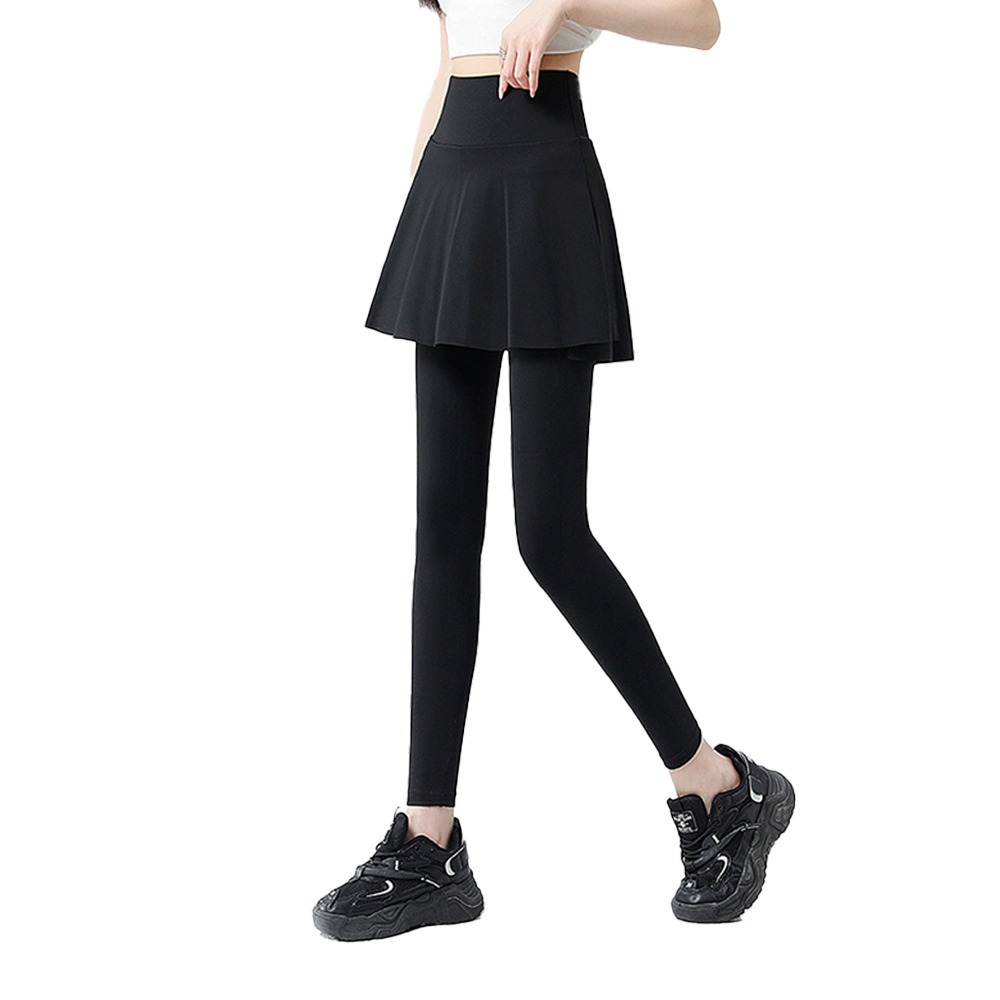 【QIDINA】顯瘦假兩件彈力運動鯊魚褲瑜珈褲裙-B / 運動褲 直筒褲 內搭褲裙長褲 休閒褲 寬褲 緊身褲 睡褲-規格圖11