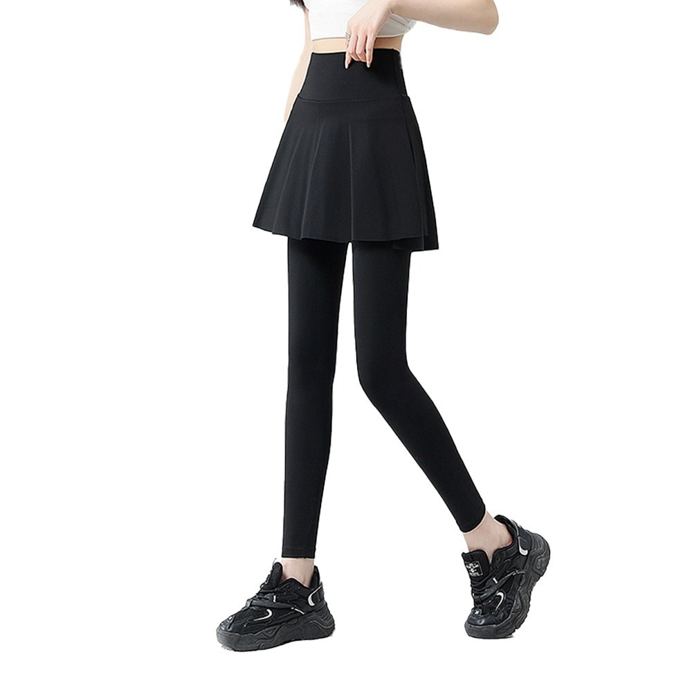 【QIDINA】顯瘦假兩件彈力運動鯊魚褲瑜珈褲裙-B / 運動褲 直筒褲 內搭褲裙長褲 休閒褲 寬褲 緊身褲 睡褲-規格圖11