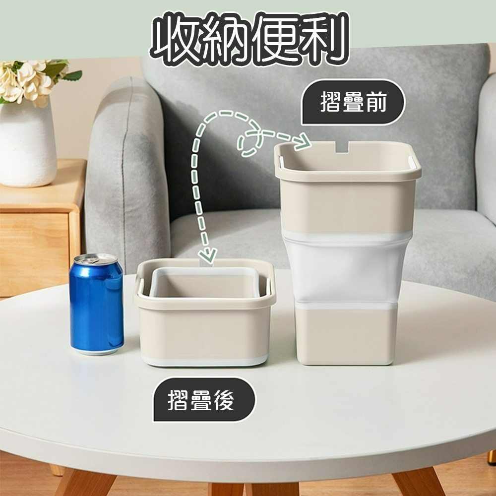 【QIDINA】折疊多用途收納垃圾桶贈垃圾袋5捲/垃圾桶-A / 車用垃圾桶 收納盒 廚餘桶 玩具收納 廚房垃圾 提袋-細節圖4