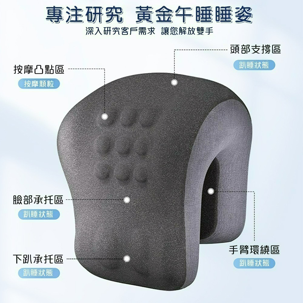 【QIDINA】多功能趴睡仰睡秒睡記憶棉兩用枕-H / 午睡枕 趴睡枕 靠枕 靠墊 記憶枕頭 抱枕 頭枕 腰枕 腰墊-細節圖5