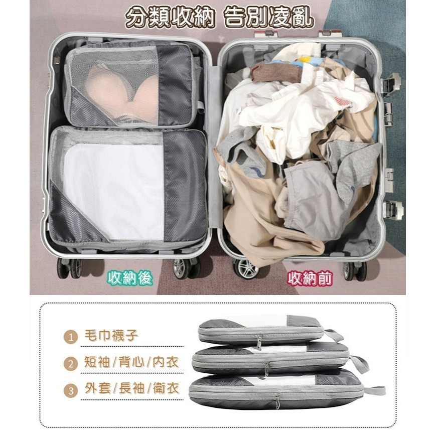 【QIDINA】韓式升級質感加厚衣物4件組大容量壓縮袋-F / 旅行收納袋 壓縮收納袋 衣服收納包 內衣收納袋-細節圖9