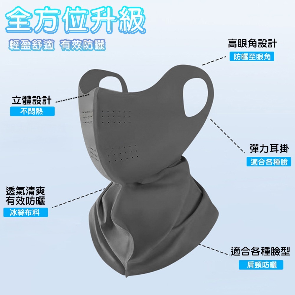 【QIDINA】高質感冰絲涼感透氣防曬面罩-A / 冰絲面罩 涼感面罩 遮陽面罩 透氣面罩-細節圖4