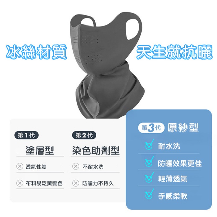 【QIDINA】高質感冰絲涼感透氣防曬面罩-A / 冰絲面罩 涼感面罩 遮陽面罩 透氣面罩-細節圖7