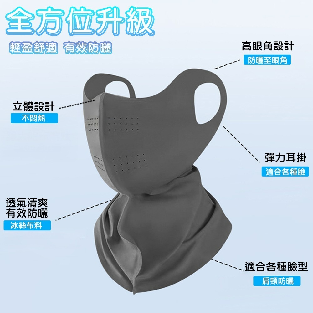 【QIDINA】高質感冰絲涼感透氣防曬面罩-A / 冰絲面罩 涼感面罩 遮陽面罩 透氣面罩-細節圖4