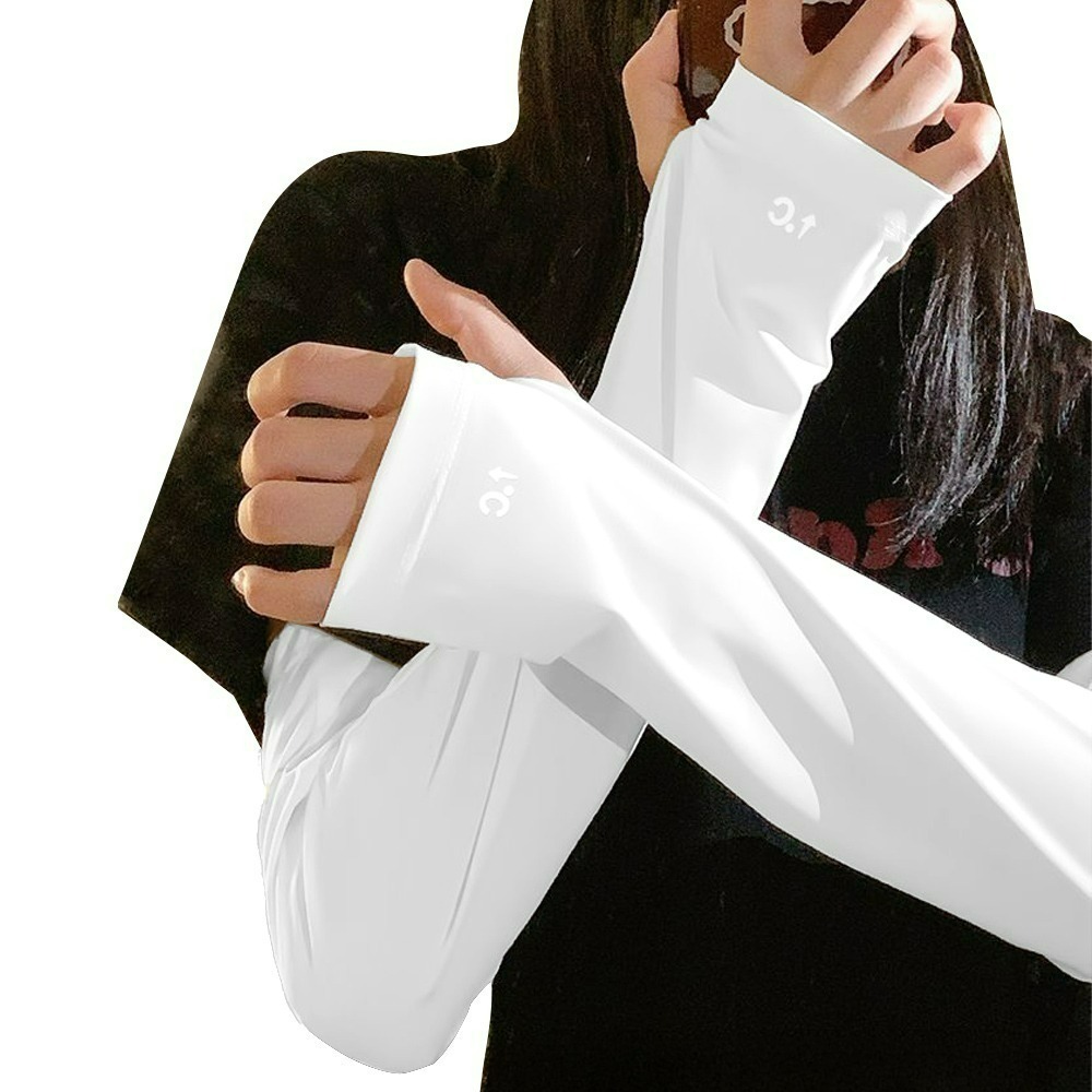 【QIDINA】百搭冰絲涼感寬鬆防曬袖套 手套-A / 防曬袖套 涼感袖套 防曬手套 遮陽 冰袖 長手套 袖套冰絲-規格圖10