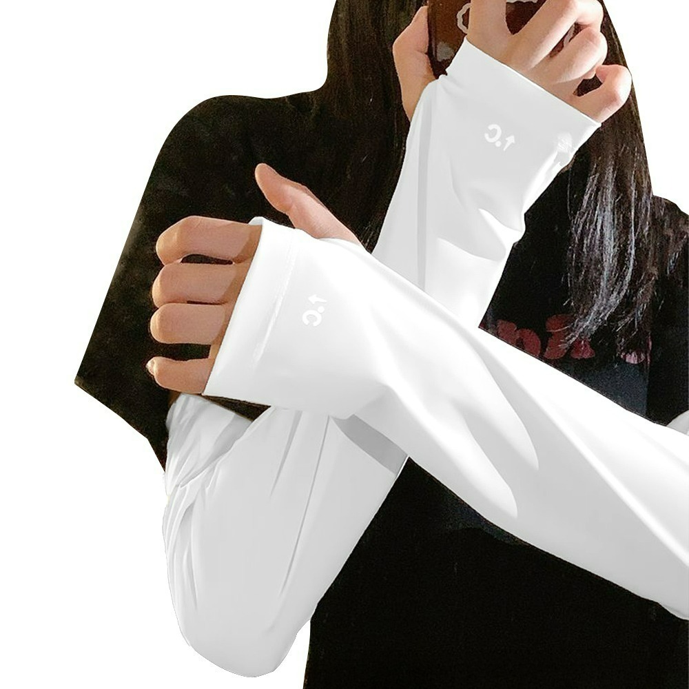 【QIDINA】百搭冰絲涼感寬鬆防曬袖套 手套-A / 防曬袖套 涼感袖套 防曬手套 遮陽 冰袖 長手套 袖套冰絲-規格圖10