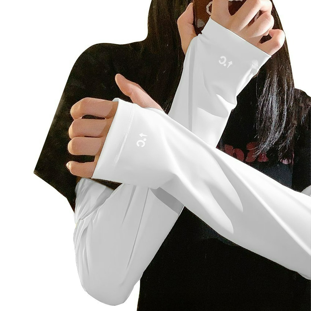 【QIDINA】百搭冰絲涼感寬鬆防曬袖套 手套-A / 防曬袖套 涼感袖套 防曬手套 遮陽 冰袖 長手套 袖套冰絲-規格圖10