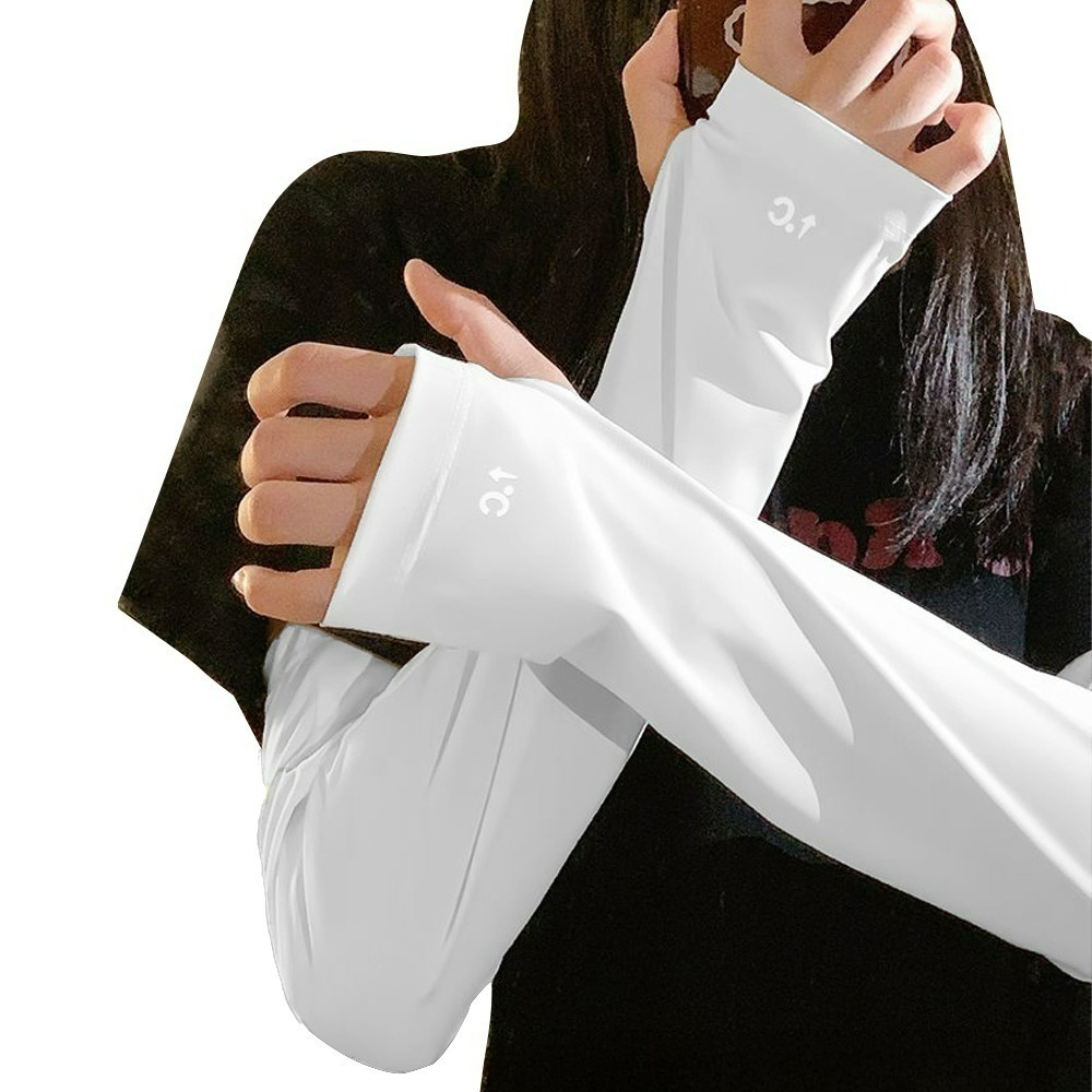 【QIDINA】百搭冰絲涼感寬鬆防曬袖套 手套-A / 防曬袖套 涼感袖套 防曬手套 遮陽 冰袖 長手套 袖套冰絲-規格圖10