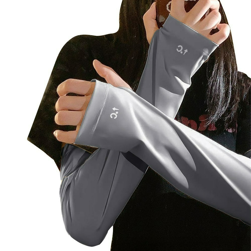 【QIDINA】百搭冰絲涼感寬鬆防曬袖套 手套-A / 防曬袖套 涼感袖套 防曬手套 遮陽 冰袖 長手套 袖套冰絲-規格圖10