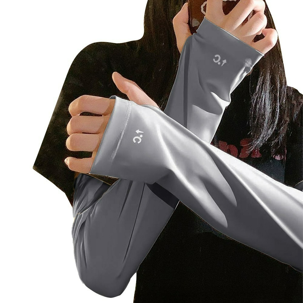 【QIDINA】百搭冰絲涼感寬鬆防曬袖套 手套-A / 防曬袖套 涼感袖套 防曬手套 遮陽 冰袖 長手套 袖套冰絲-規格圖10