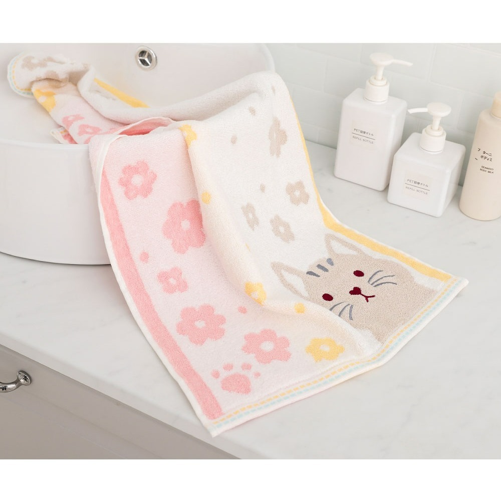 【QIDINA】【HKIL-巾專家】日系櫻花貓純棉毛巾-MS / 寶寶浴巾 兒童毛巾 小方巾 吸水浴巾-規格圖10