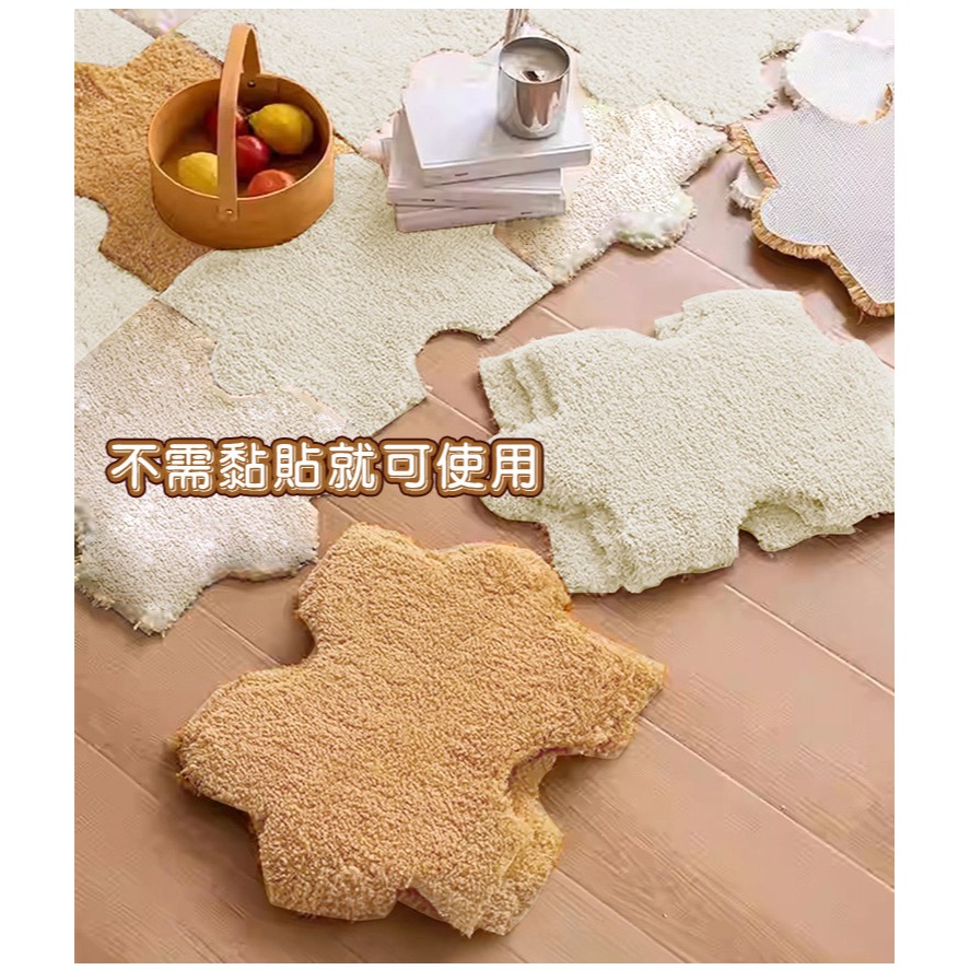 【QIDINA】質感奶茶色系超柔軟免黏貼拼接地墊-B / 吸水地墊 浴室地墊 廚房地墊 房間地墊 地毯臥室 地墊玄關-細節圖8