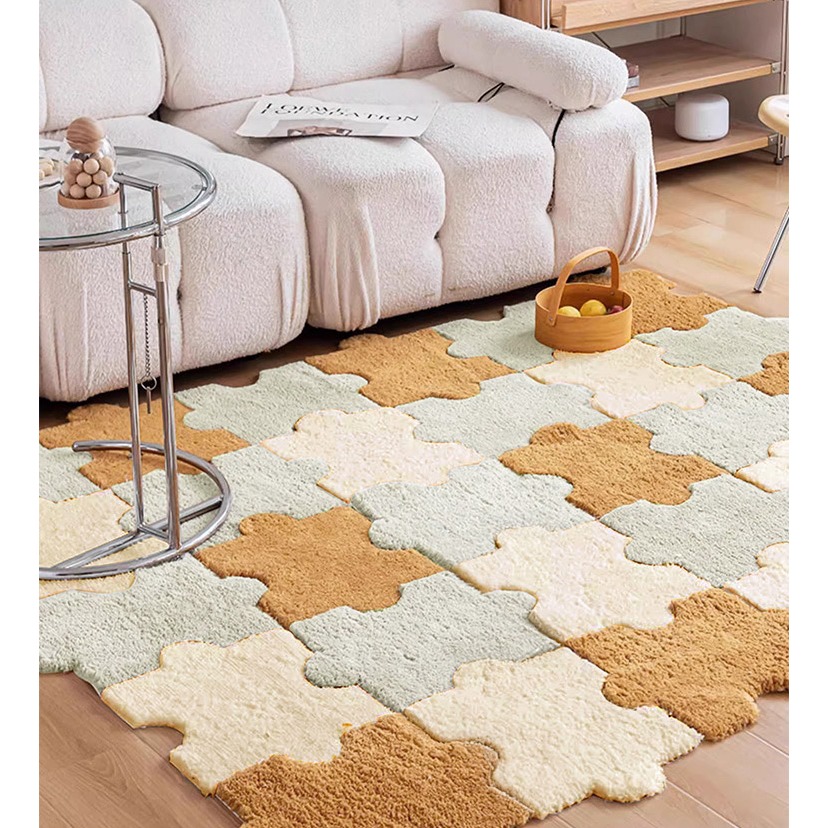 【QIDINA】質感奶茶色系超柔軟免黏貼拼接地墊-B / 吸水地墊 浴室地墊 廚房地墊 房間地墊 地毯臥室 地墊玄關-細節圖9