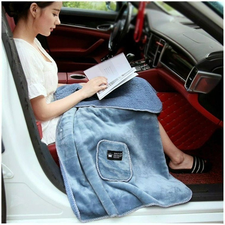 【QIDINA】升級加長雙面絨口袋百搭披肩毯-D / 懶人毯 蓋毯 披肩 毯子 保暖毯 午睡毯 空調毯 法蘭絨沙發毯-細節圖7