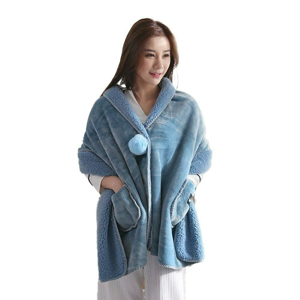 【QIDINA】升級加長雙面絨口袋百搭披肩毯-D / 懶人毯 蓋毯 披肩 毯子 保暖毯 午睡毯 空調毯 法蘭絨沙發毯-規格圖11