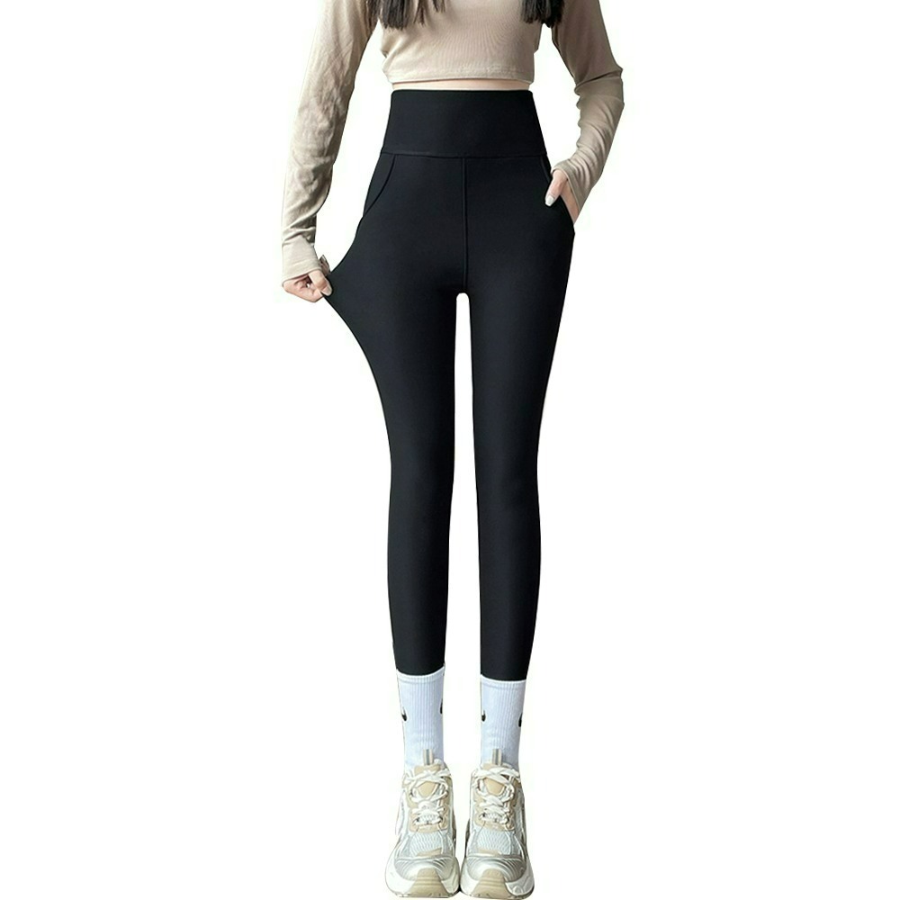 【QIDINA】升級加絨雙口袋顯瘦彈力保暖鯊魚褲-2PC / 喇叭褲 瑜珈褲 保暖褲 刷毛褲 高腰褲 運動褲 直筒褲-規格圖10