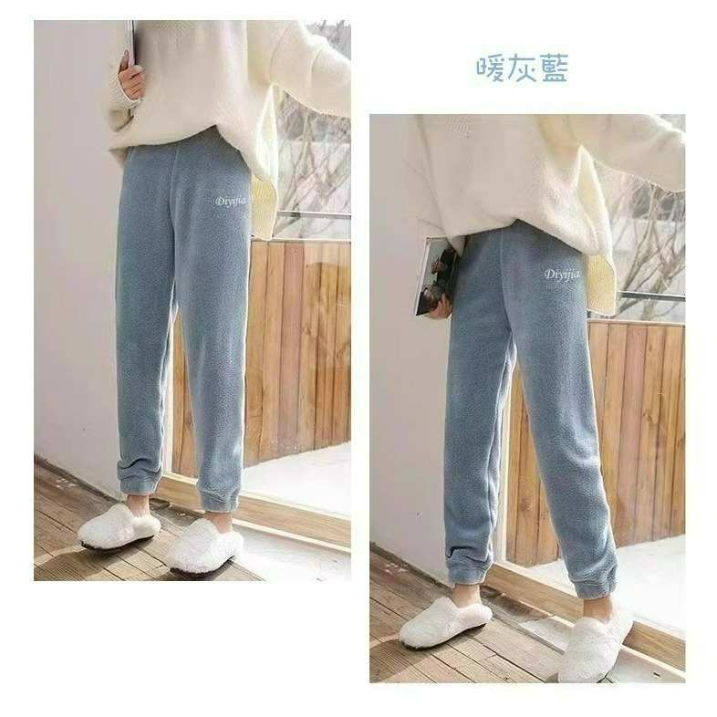 【QIDINA】軟綿綿保暖珊瑚絨居家褲-2PD / 長褲 褲子女 長袖睡褲 法蘭絨 保暖褲 冬天睡衣 睡衣套裝 居家睡褲-細節圖11