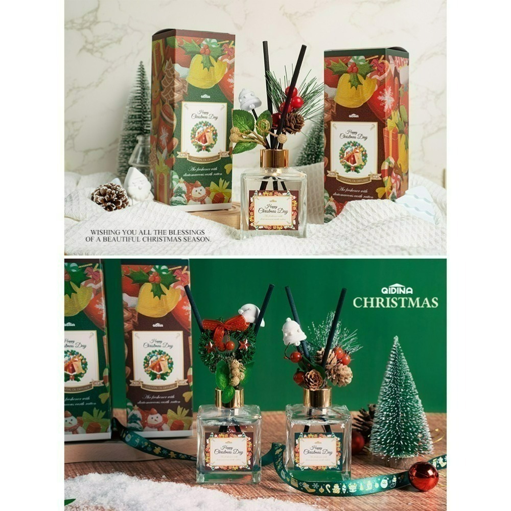 【限時購】【QIDINA】花圈/聖誕樹 聖誕擴香瓶+薑餅人補充瓶+聖誕袋組合🎄⛄️兩款任選-細節圖5