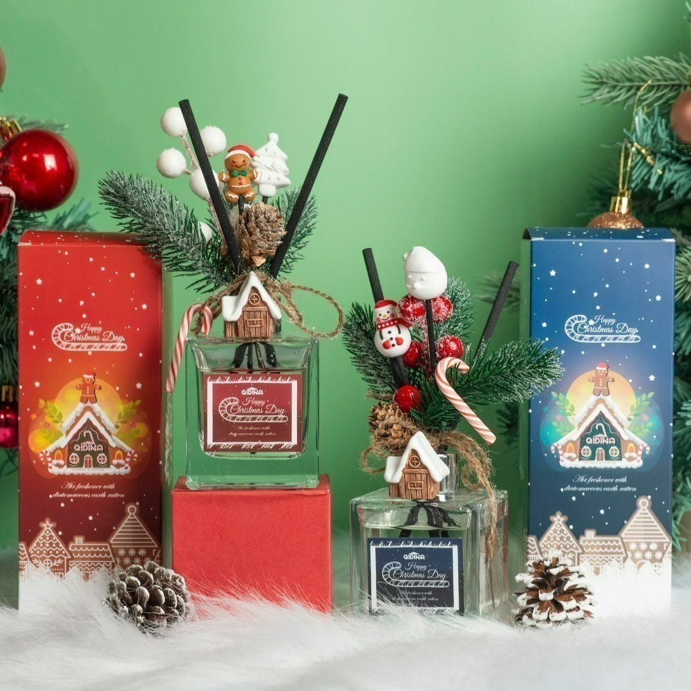 【7-ELEVEN 門市團購】【QIDINA】聖誕糖果雪屋硅藻土香氛擴香瓶-B / 聖誕禮物 交換禮物-細節圖2