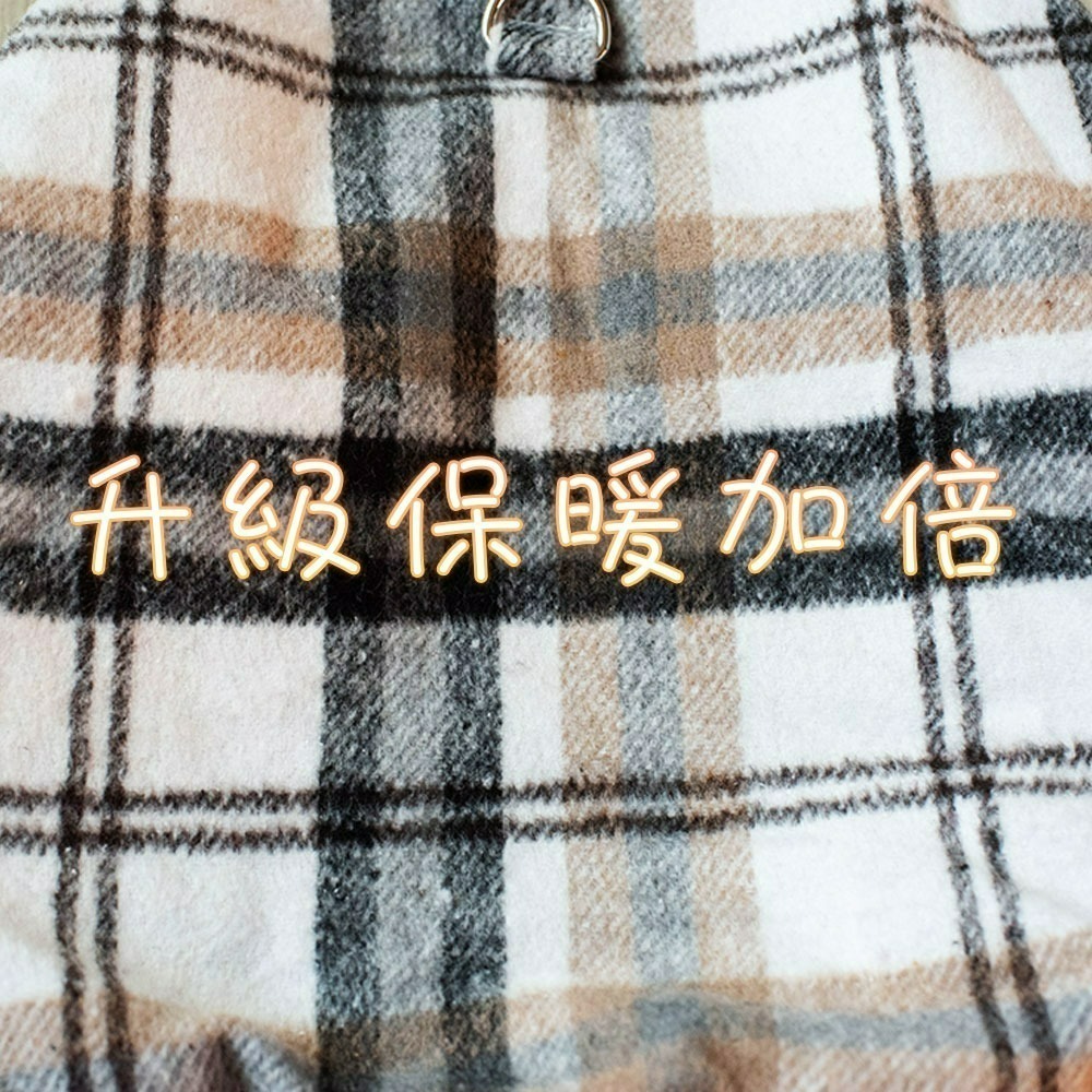 【QIDINA】帥氣羊羔絨格紋保暖寵物衣-1TL / 狗狗衣服 寵物衣服 寵物用品 寵物外出 貓衣服 寵物保暖 寵物睡衣-細節圖3