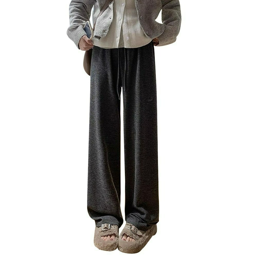 【QIDINA】秋冬厚實保暖內毛絨百搭軟糯闊腿褲-2PE / 長褲女 落地褲 保暖褲 黑色長褲 寬褲 休閒褲 寬褲女-規格圖11