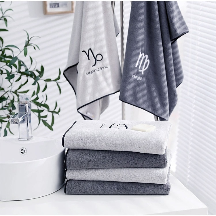 【QIDINA】珊瑚絨蓬鬆星座親膚超吸水浴巾-J / 飯店浴巾 星座浴巾 送禮物 厚浴巾大浴巾 擦手巾 毛巾 婚禮小物-細節圖11