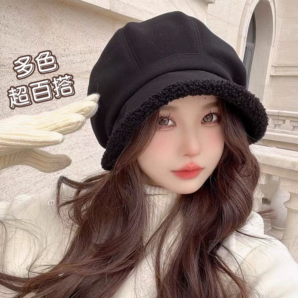 【QIDINA】羊羔絨加厚保暖八角貝雷帽-2HC / 冬天帽子 遮陽帽 防曬帽 鴨舌帽 棒球帽 運動帽 帽子女 漁夫帽-細節圖6