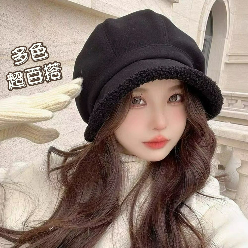 【QIDINA】羊羔絨加厚保暖八角貝雷帽-2HC / 冬天帽子女 遮陽帽 防曬帽 鴨舌帽 棒球帽 運動帽 漁夫帽-細節圖6