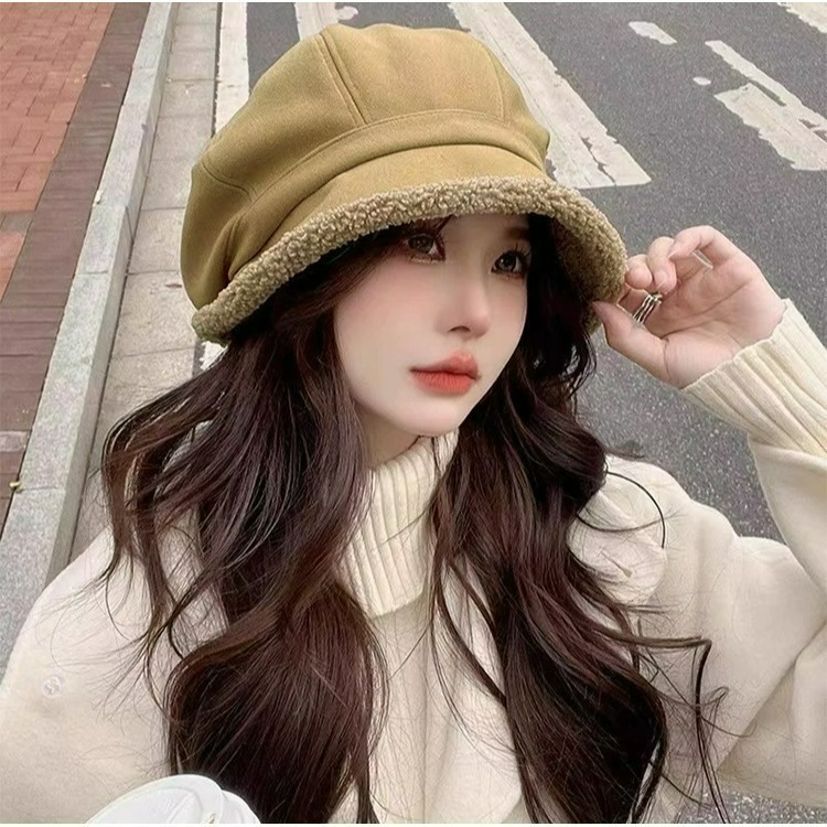 【QIDINA】羊羔絨加厚保暖八角貝雷帽-2HC / 冬天帽子女 遮陽帽 防曬帽 鴨舌帽 棒球帽 運動帽 漁夫帽-細節圖8