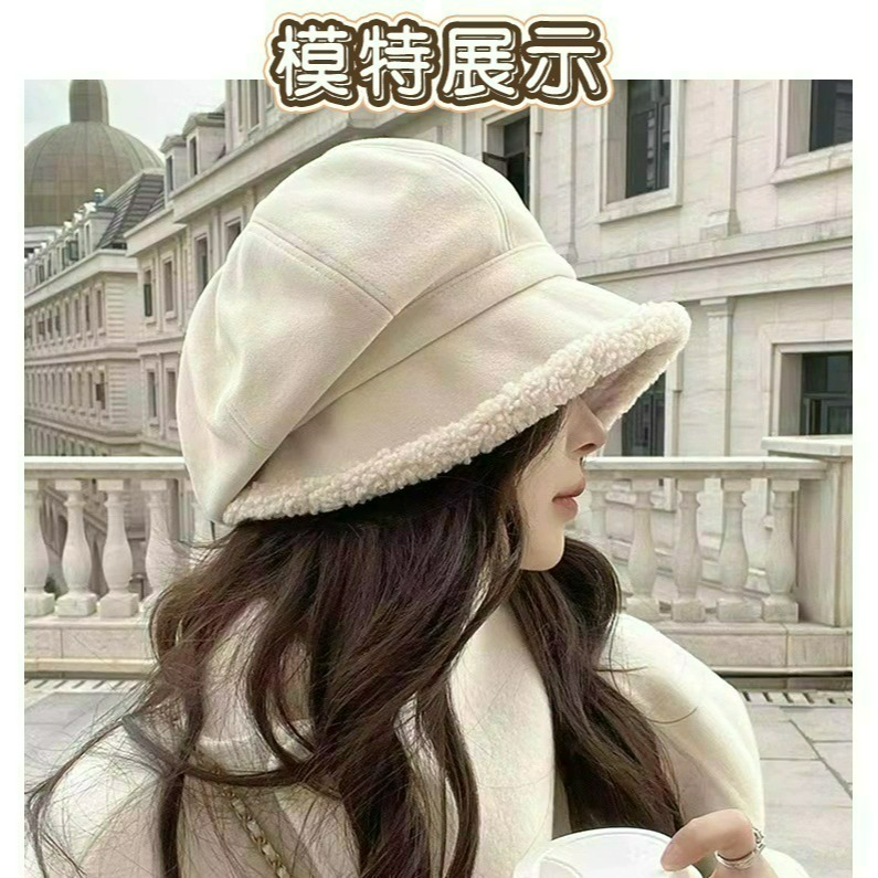 【QIDINA】羊羔絨加厚保暖八角貝雷帽-2HC / 冬天帽子女 遮陽帽 防曬帽 鴨舌帽 棒球帽 運動帽 漁夫帽-細節圖7