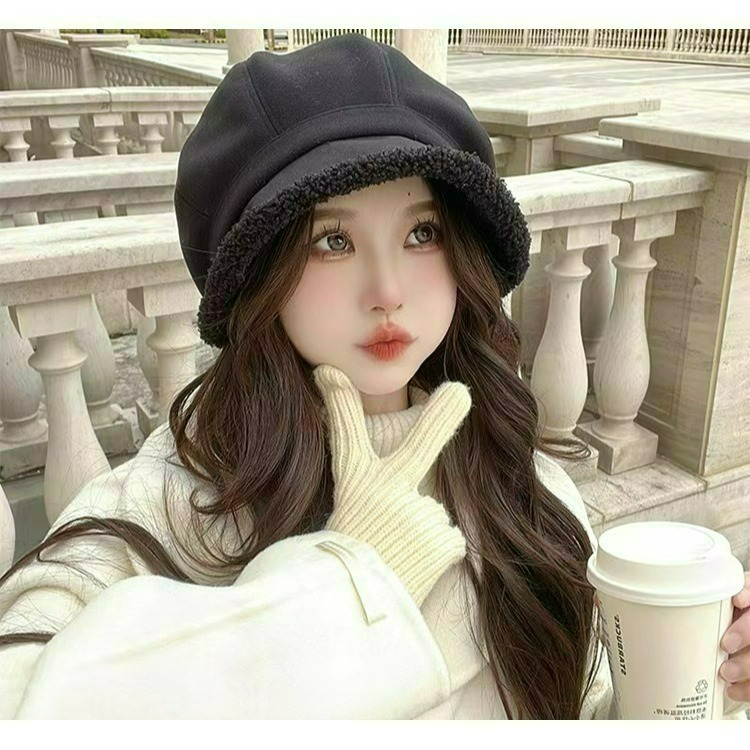 【QIDINA】羊羔絨加厚保暖八角貝雷帽-2HC / 冬天帽子女 遮陽帽 防曬帽 鴨舌帽 棒球帽 運動帽 漁夫帽-細節圖10