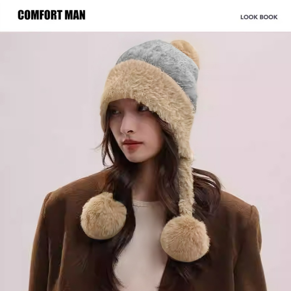 【QIDINA】超柔軟加厚毛線雙球保暖帽-2HD / 帽子女 毛線帽 毛帽 冬天帽 球球帽 漁夫帽子女 保暖帽 遮陽帽-細節圖7