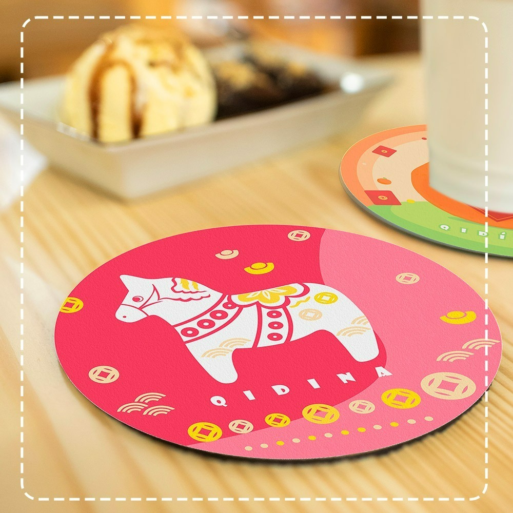 【QIDINA】新年招財限量款-加大加厚硅藻土吸水軟杯墊14cm / 2026 馬年 招財 春聯 禮物 送禮 招財擺飾-細節圖7