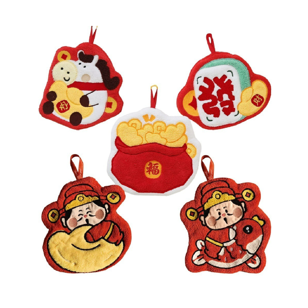 【QIDINA】升級質感珊瑚絨招財發發擦手巾 / 浴巾 新年 小方巾 新年佈置 擦手毛巾 兒童毛巾 吸水毛巾 吸水浴巾-細節圖2